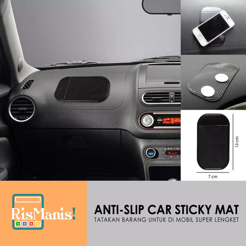 ANTI-SLIP CAR STICKY MAT - Pad Mobil Tatakan HP Ponsel Handphone Koin Alas Silica Gel Super Lengket