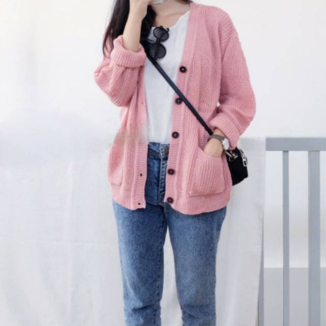 Cardigan Rajut Saku SHECKER l Pakaian Rajut Wanita l Cardigan Murah l Rajut Outwear #rajutmurahkeren