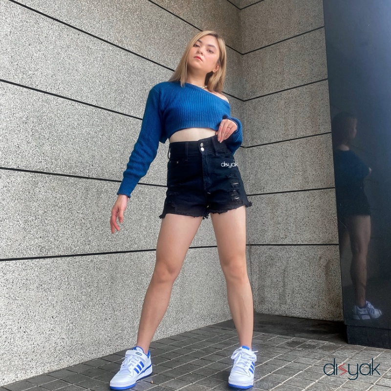 DISYAK - Hotpants Highwaist Jeans Ripped 1041-2041 Black