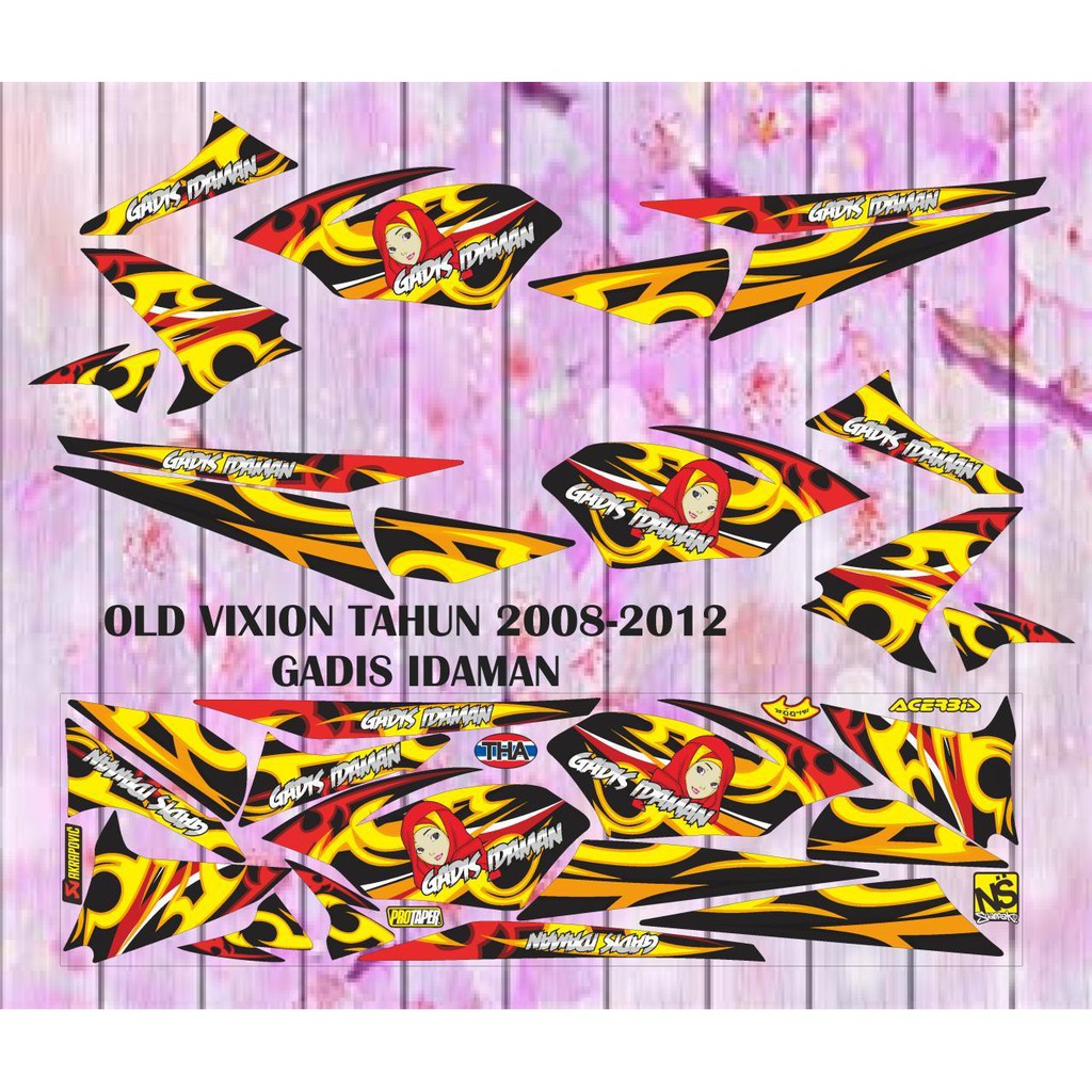STIKER STRIPING DECAL OLD VIXION TAHUN 2008-2012 GADIS IDAMAN