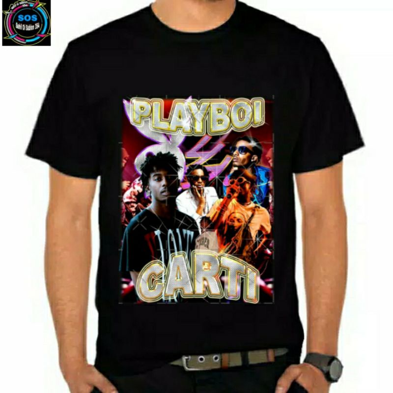 Kaos Baju PLAYBOI CARTI Tshirt Distro pria wanita Rapper Vintage rap tee