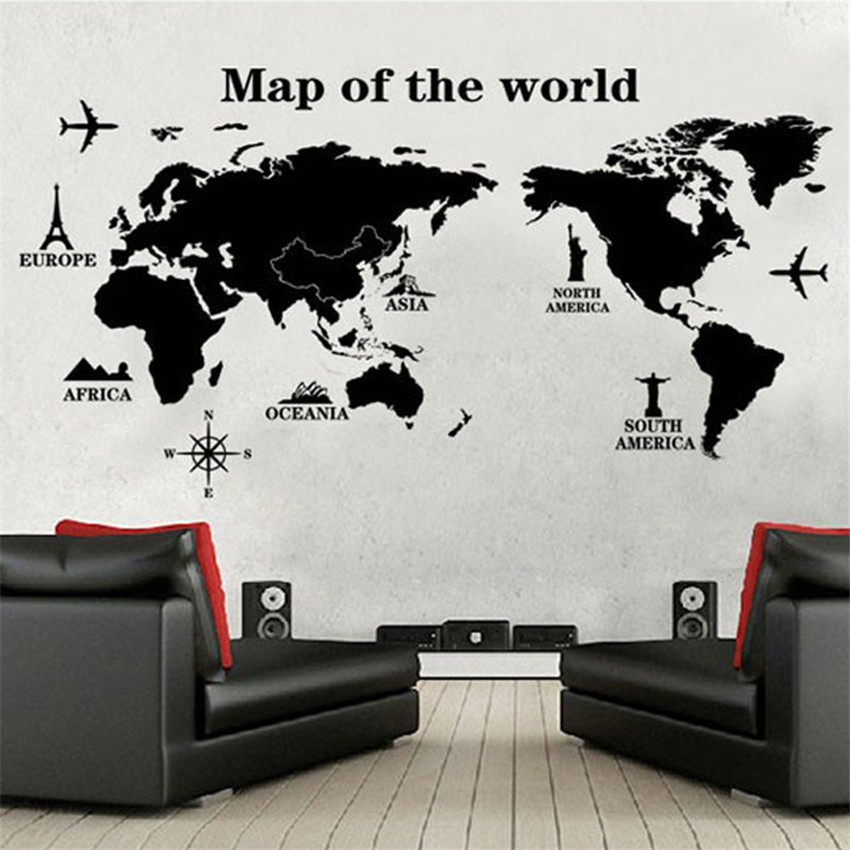 Sticker Wallpaper Dinding World Map Tempel Living Room Decoration COCOPLAY Y1803 Grab Medan