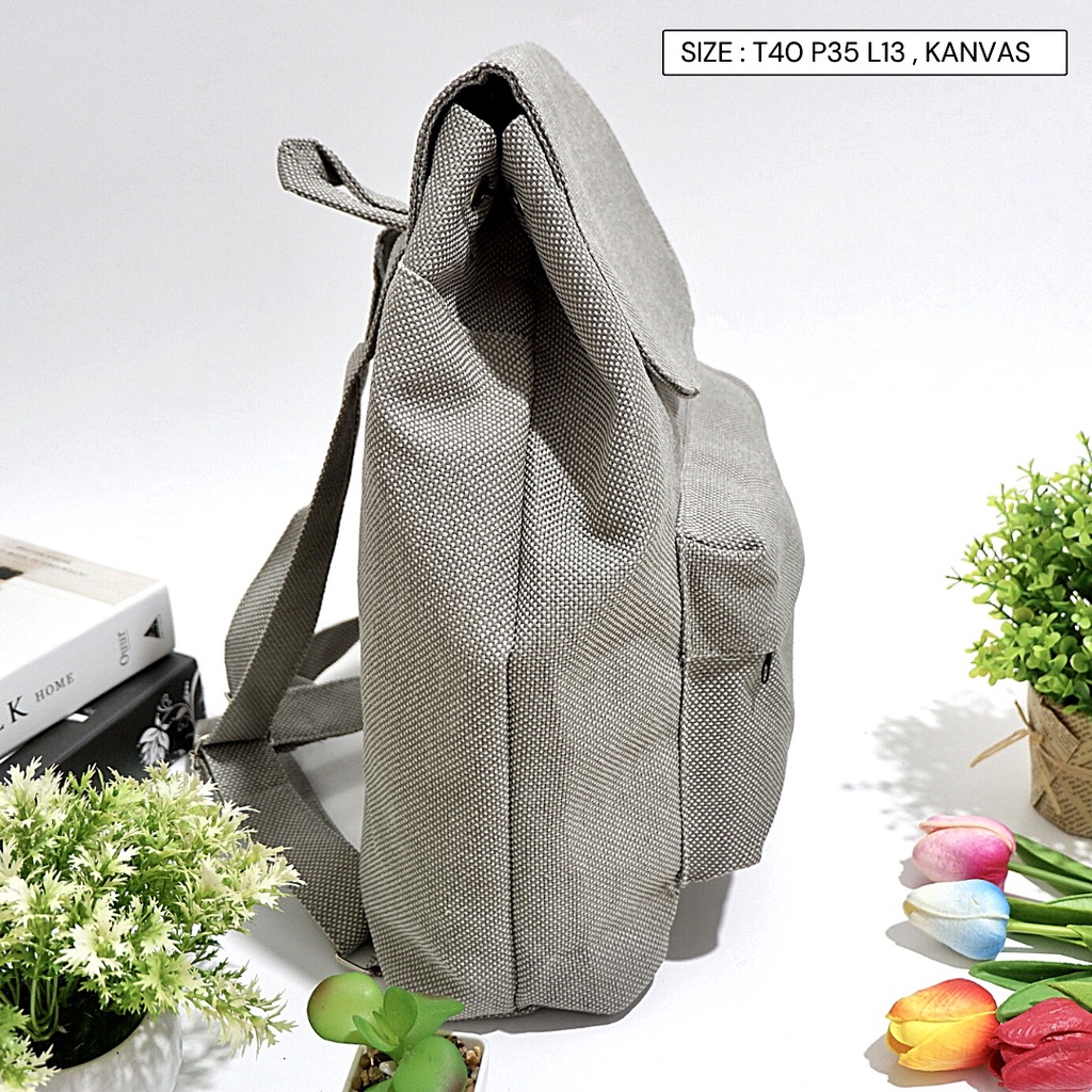 『Bebas Ongkir 』 Tas Bahan Lembut Kanvas Wanita Ransel Serut Sekolah Perempuan Besar ransel polos