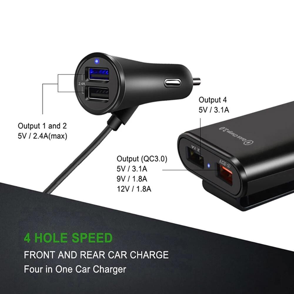 Mobil Charger HP 4 Port USB 2 Port USB HP Car Charger Super Fast Charging 3.1A Qualcomm QC3.0 8A 4 in 1