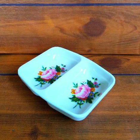 Tempat sambal 2 sekat/mangkuk sambal melamin 2 sekat mini