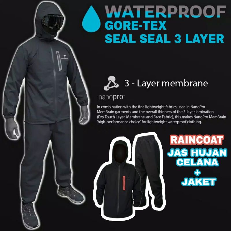 JAS HUJAN RAINCOAT WOODPACKER goretex seam seal 3 layer original - mantel hujan camping - jas motor