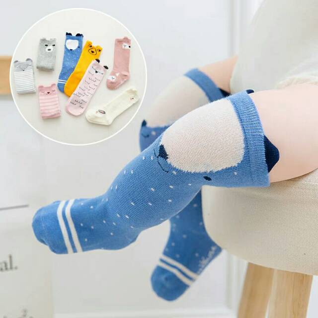 Kaos Kaki Panjang Bayi Anak Antislip Selutut Motif Unik Baby Socks Kids Import