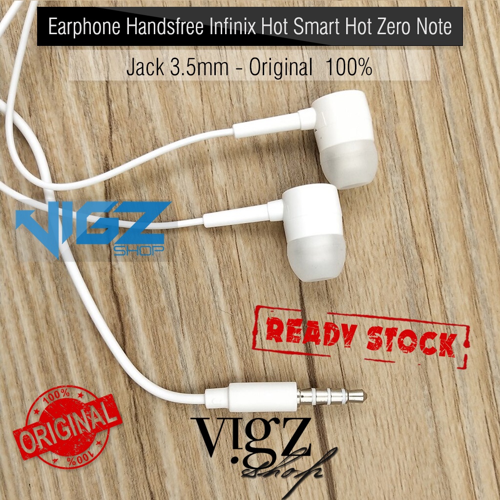 Earphone Handsfree Infinix Hot Smart Hot Zero Note Jack 3.5mm Original 100%