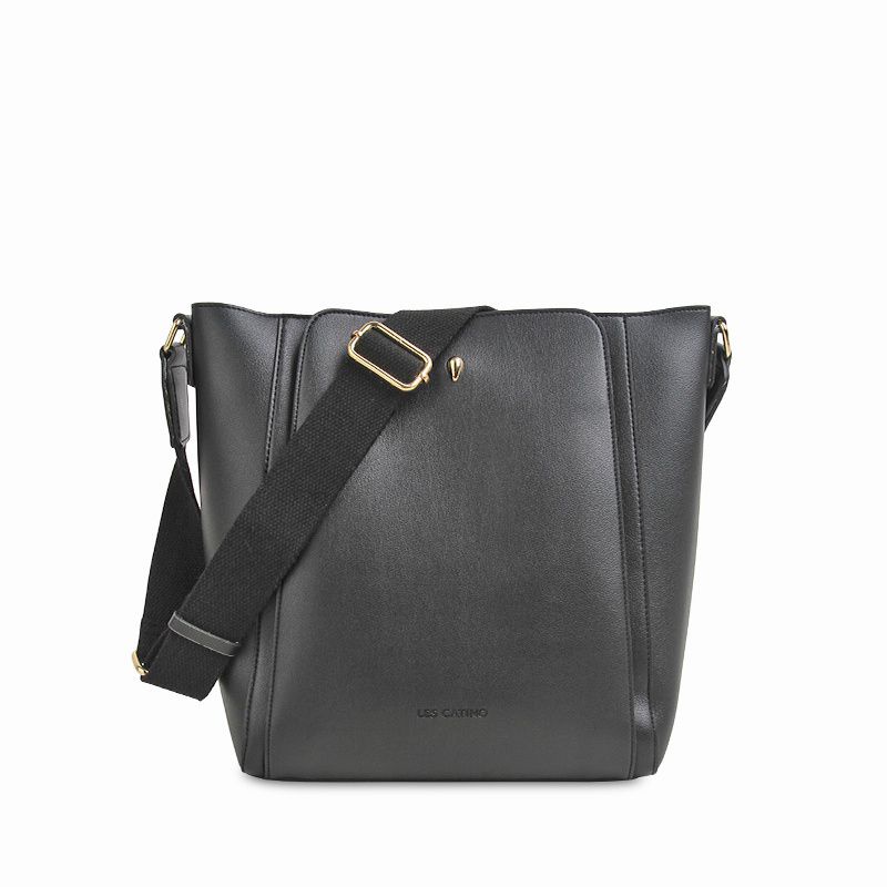 Tas Bahu Les Catino River Shoulder Sangle Black/Grey Hitam