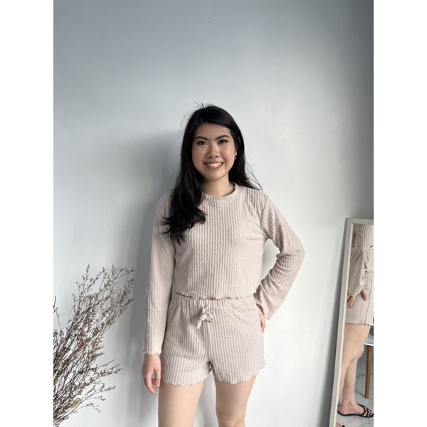 ELBEE Dames Set Knit Wear / baju lengan panjang / celana pendek / Knit Set / Knit wear / Baju knit