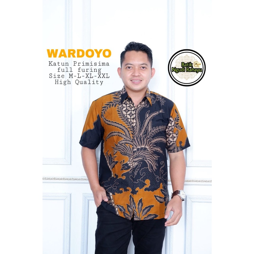 BATIK PRIA TERBARU S M L XL XXL BAJU kemeja batik pria lengan PENDEK NAVY HITAM MARRON DONGKER