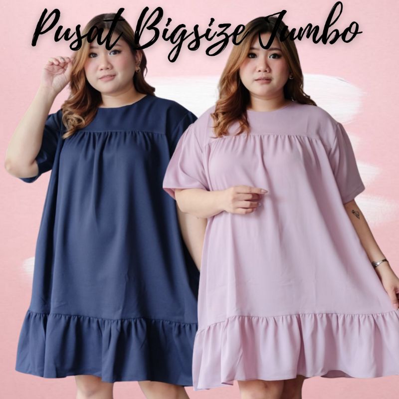 LD 140 - DRESS POLOS FORMAL KERJA ACARA BIGSIZE JUMBO SUPERJUMBO XTRA PLUS SIZE NAVY LILAC MUSTARD K