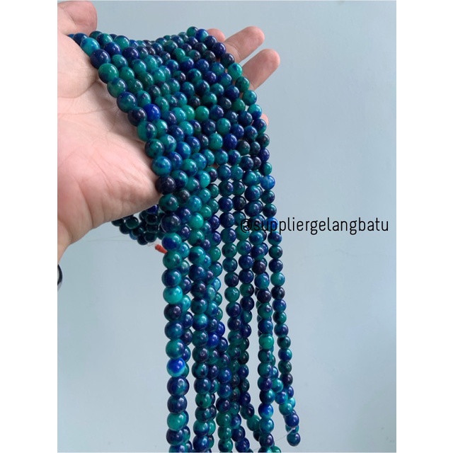 batu 8mm blue green chrysocolla bahan rangkai akik bacan biru hijau