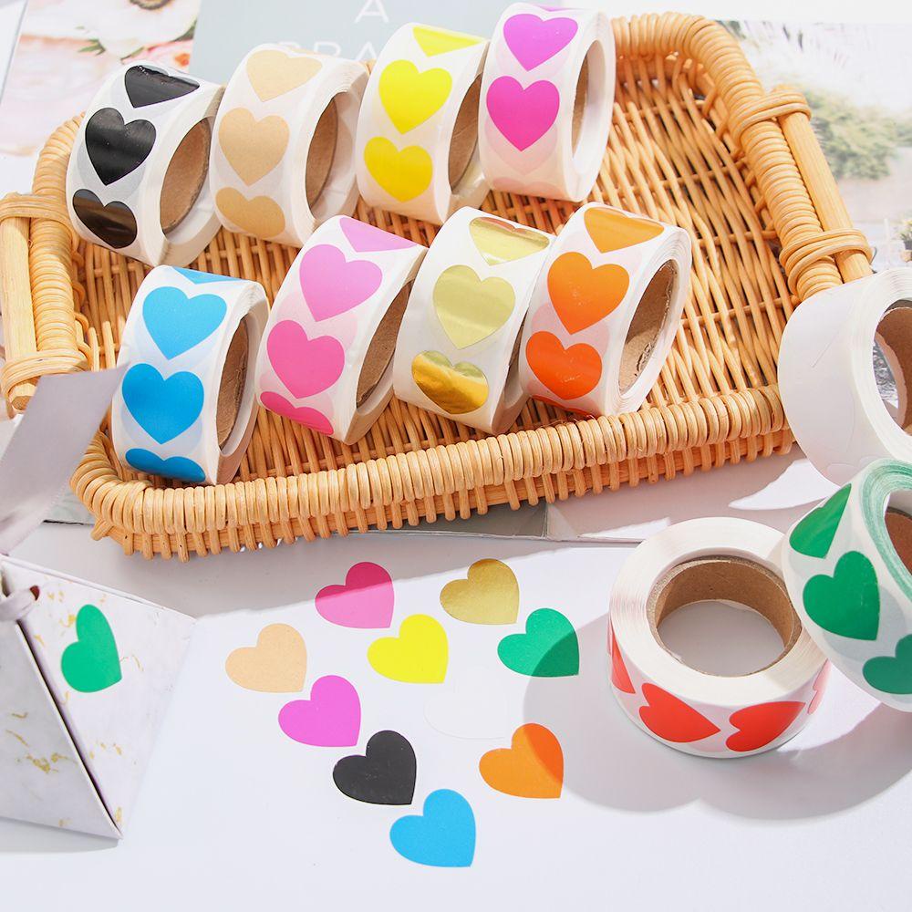 Suyo 500pcs Love Heart Shaped Cute Gift Packaging Stiker Alat Tulis