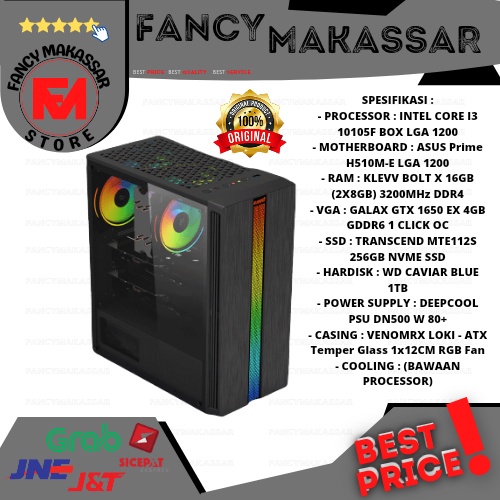 PC GAMING | i3-10105F GEN 10 | GTX 1650 4GB | RAM 16GB | SSD NVME | FANCY_MAKASSAR