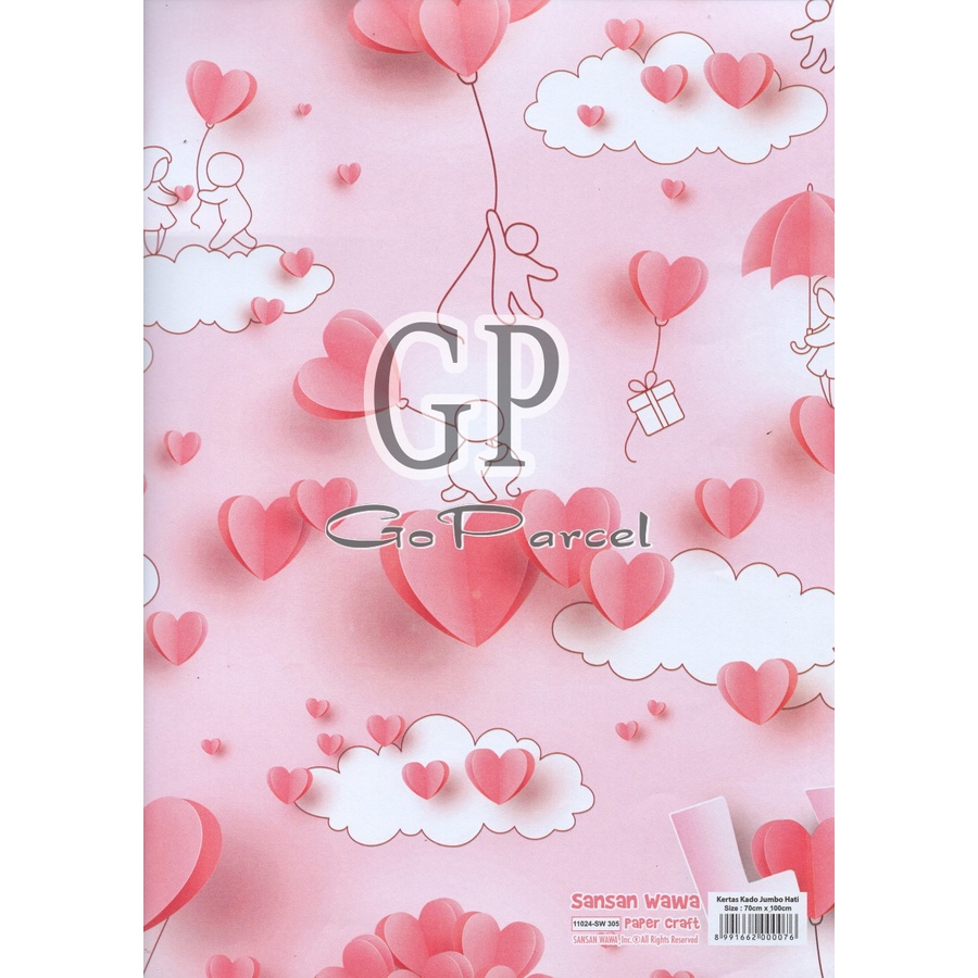 ( 5 Lembar ) JUMBO FLOWER LOVE SANWA - KERTAS KADO WEDDING / NIKAHAN / TUNANGAN / LAMARAN / LOVE HEART SANWA - GIFT WRAP PAPER SANSAN WAWA HATI BUNGA KEMBANG MINI ROSES DAISY