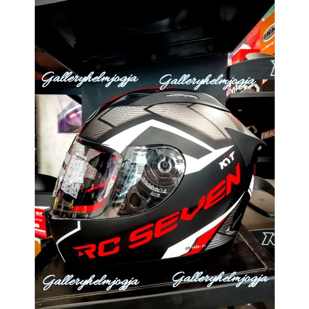 KYT RC 7 #18 BLACK MATT RED FLUO