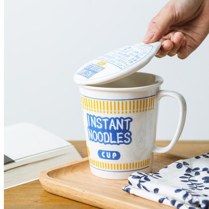 Instant Noodle Tall Cup / Gelas / Cangkir Keramik - Biru
