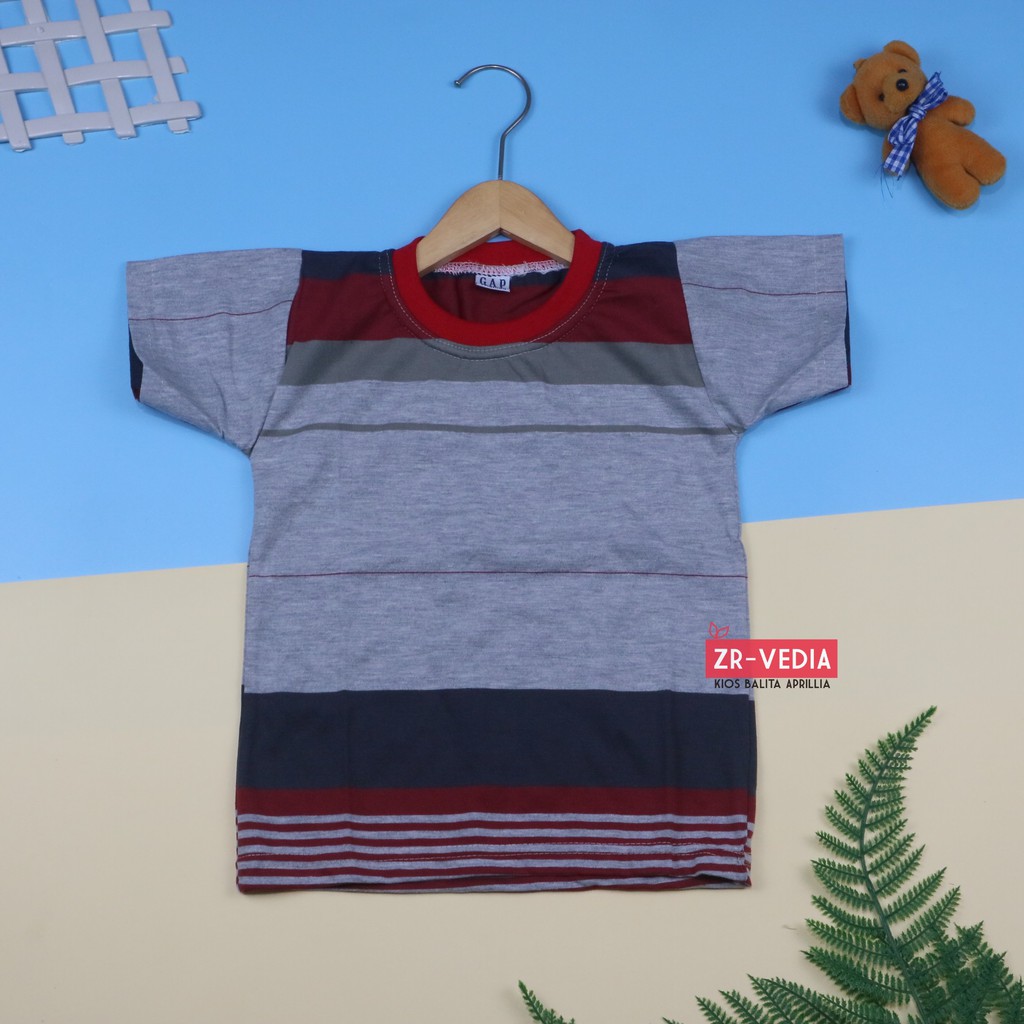 Kaos Salur uk 1-2 Tahun / Kaos Motif Anak Balita Baju Laki-Laki Shirt Oblong Lengan Pendek Grosir