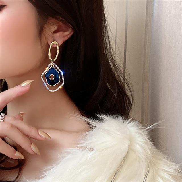 Sterling silver jarum Korea internet influencer stud anting-anting geometris irregular gelinding ant