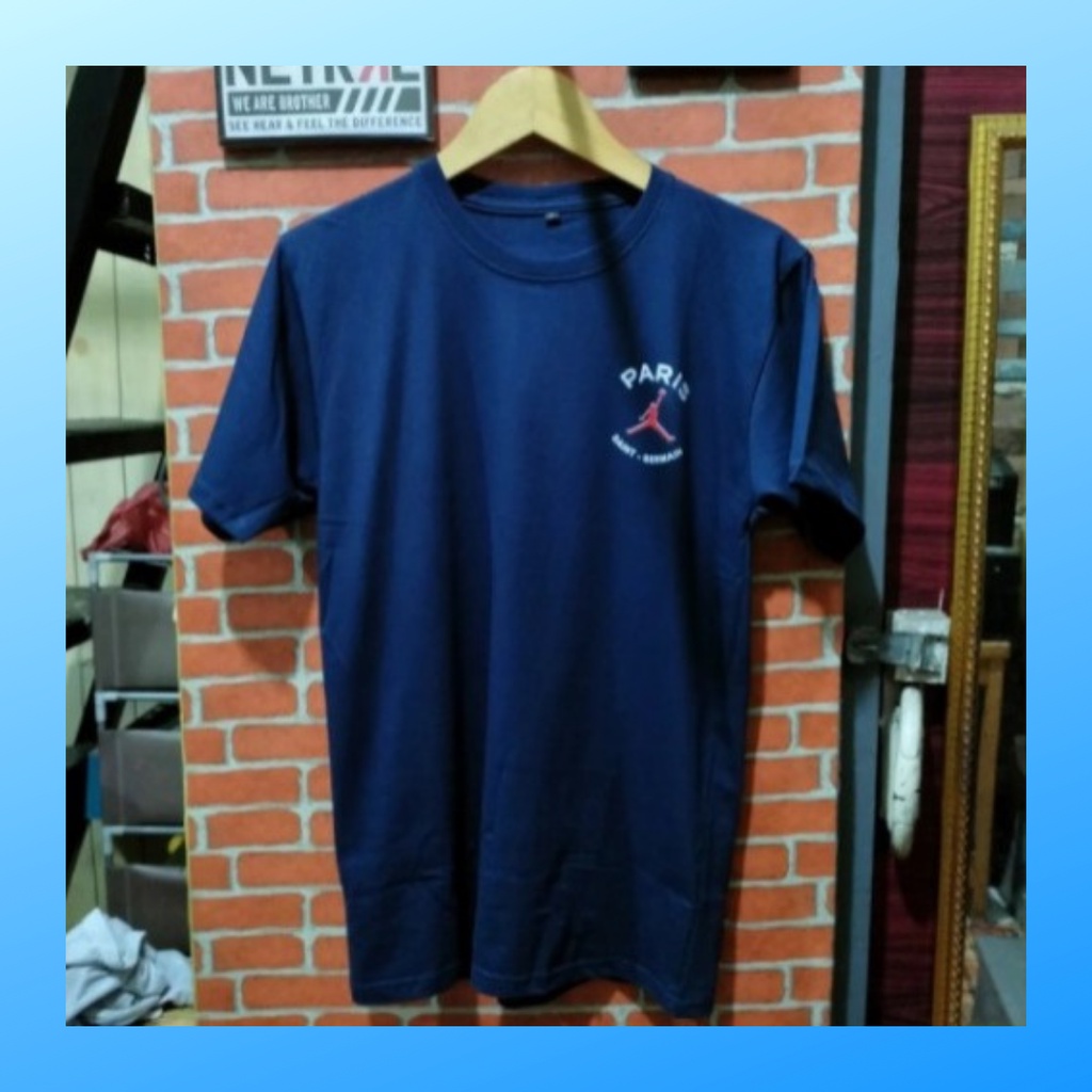 Kaos distro pria katun combed PSG baju atasan wanita dewasa t-shirt vintage outfit premium casual suit pakaian paris saint germain merchandise oneck oblong kombed 24s lengan pendek apparel navy K001