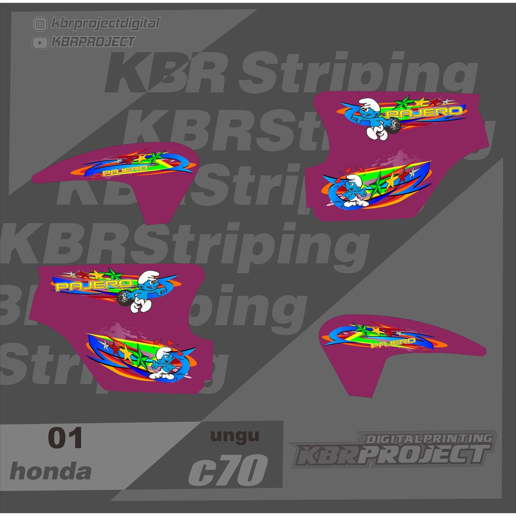 (cod) STIKER c70 sticker striping list motor honda c70 01 Racing c70
