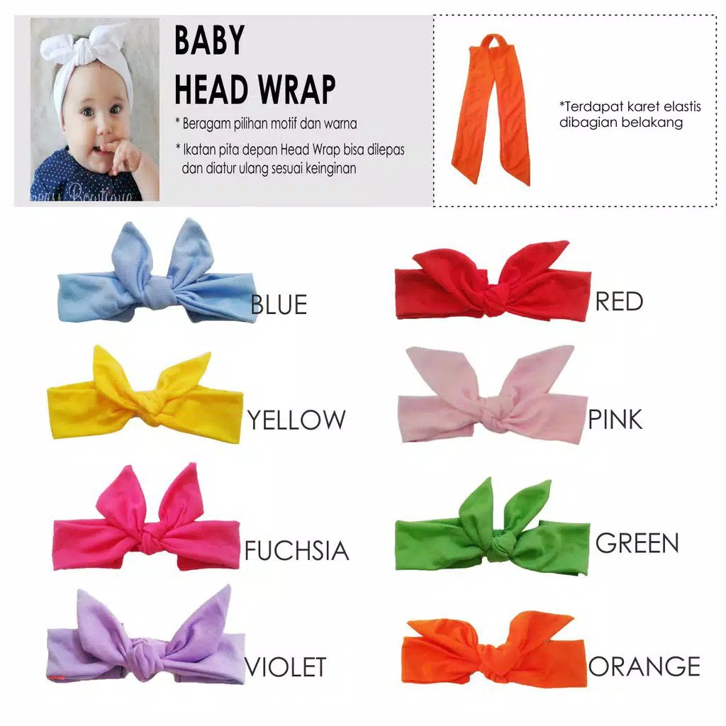 HEADWRAP balita TODDLER Flower Head wrap bunga bayi Anak Head Band headband tali kepala pita ikat hw akachan