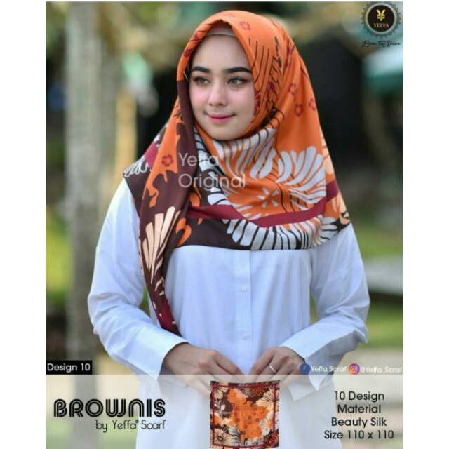 Jilbab / hijab / kerudung Segiempat motif Brownis D10 by Yeffa