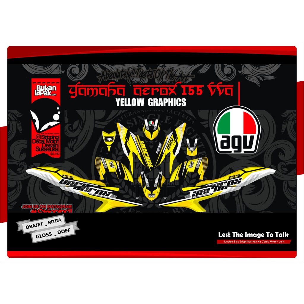 DECAL AEROX 155 FULL BODY grafis kuning