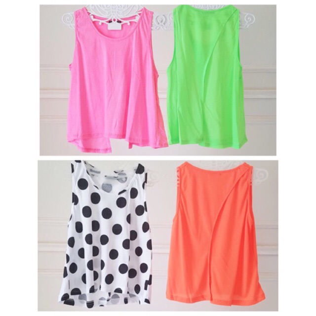 TANKTOP POLKADOT ORANGE HIJAU STABILO PINK FANTA