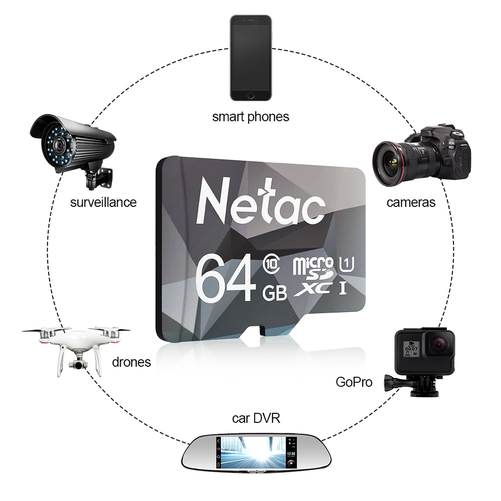 Netac Memory Card Micro SD 128GB 100MB/S 64GB TF Flash Card Class10 U1 Memory Card