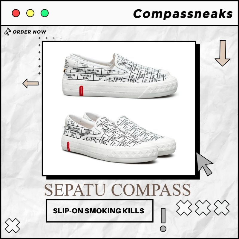 Sepatu Compass Retrograde Slip-On "Smoking Kills" Collaboration Fxxkingrabbits