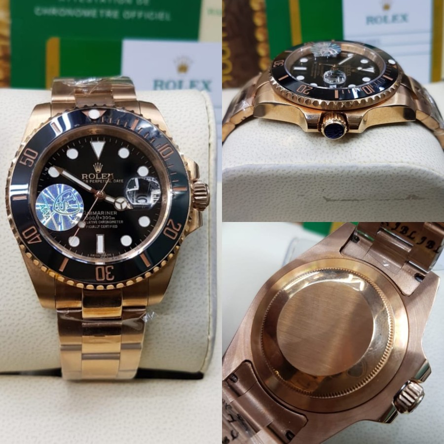 Promo JAM TANGAN PRIA ROLEX SUBMARINER ROSE PREMIUM MATIC JAPAN DIAMETER 40 Garansi 1th