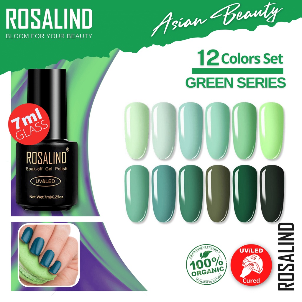 ~AB~ Rosalind GREEN COLOR SERIES Gel Nail Polish UV LED / Kutek / Cat Kuku