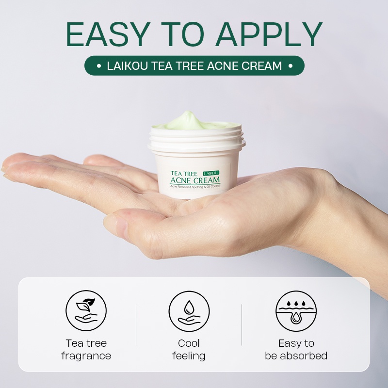 LAIKOU Tea Tree Acne Cream Jerawat Menenangkan Kulit Kemerahan Bekas Jerawat 20g