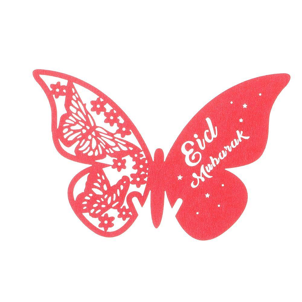 Solighter 25pcs Butterfly Cup Card Dekorasi Rumah Pesta Decor Ramadhan Kareem Stiker Dinding