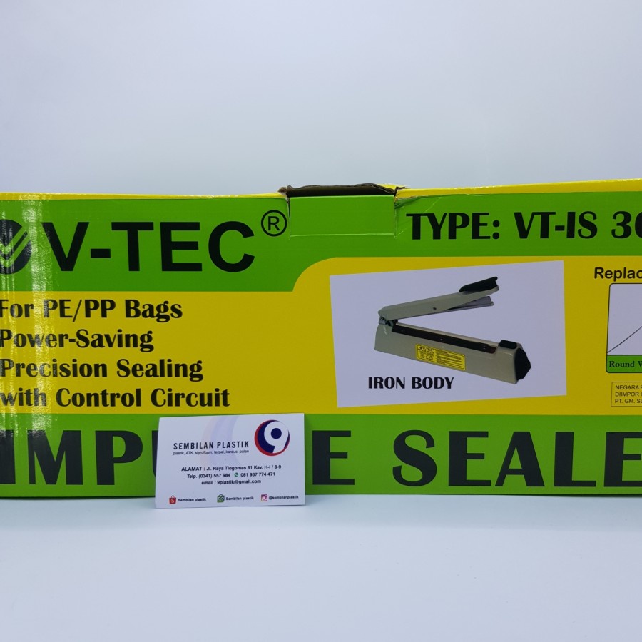 Sealer plastik V-TEC VT - IS 300, ukuran 300mm, wide 2 mm, Besi