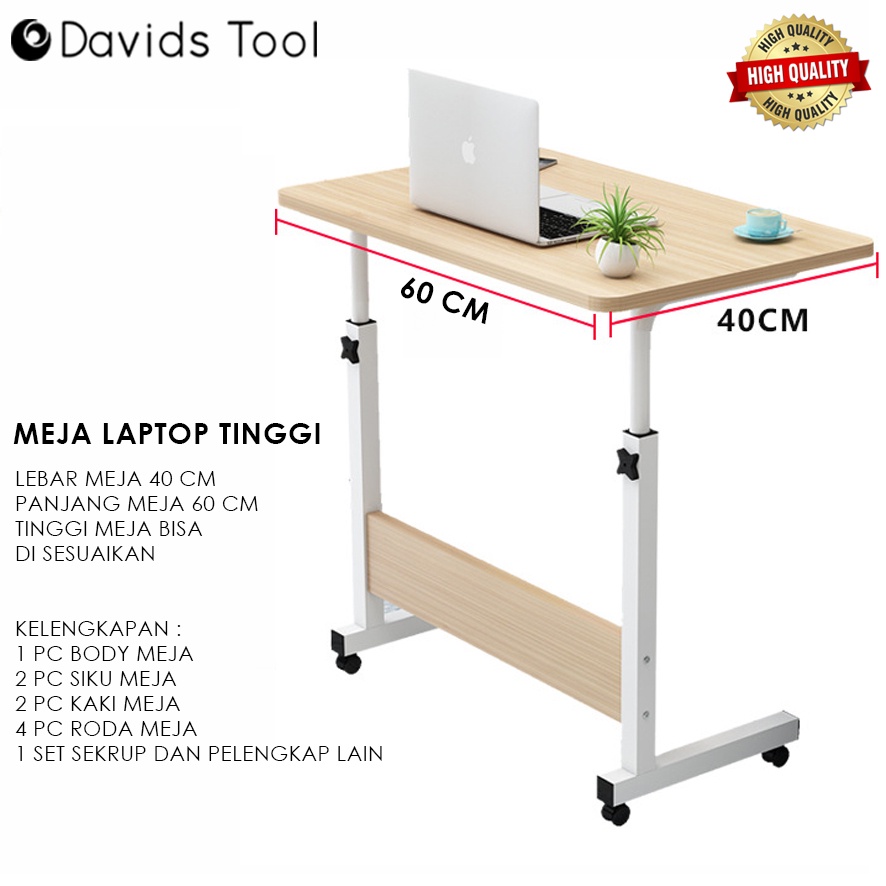 Meja Laptop Belajar Makan Tinggi Lipat Portable Warna Adjustable