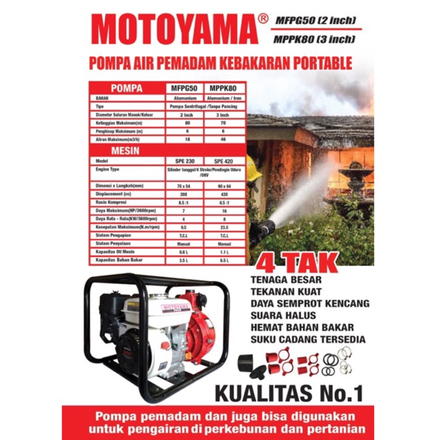 Mesin Alkon Pompa Pemadam Api Kebakaran Portable MOTOYAMA MFPG 50