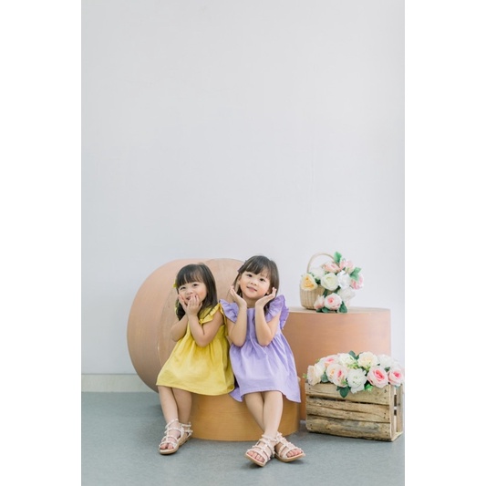 Yobebee Bella Dress Anak Perempuan Usia 1 2 4 6 8 Tahun Baju Gaun Babydoll Daster Kids Basic Polos Katun Linen Model Baju Casual Harian Main Santai Anak Cewek