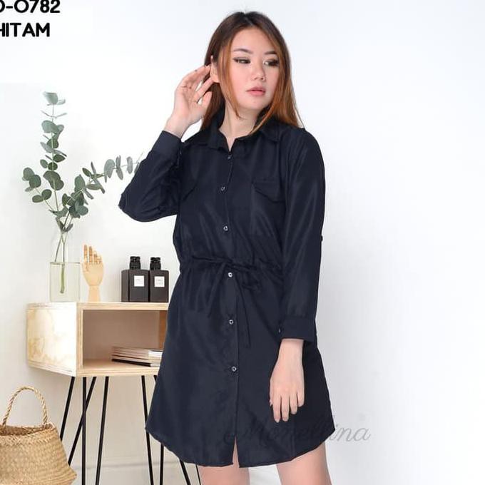 ANGGUN BE343 BAJU TUNIK ATASAN TANGAN PANJANG MURAH WANITA MUSLIM KEKINIAN - PUTIH BAGUS