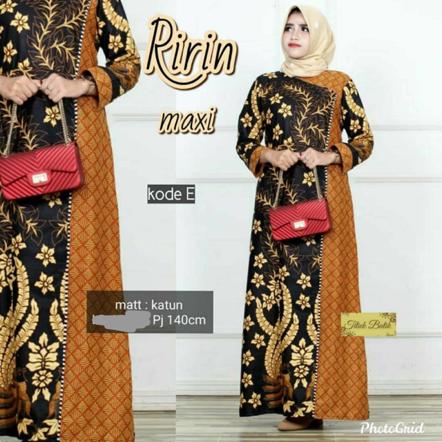 Jual gamis batik termurah online promo grosir seragam jumbo ririn maxi coklat