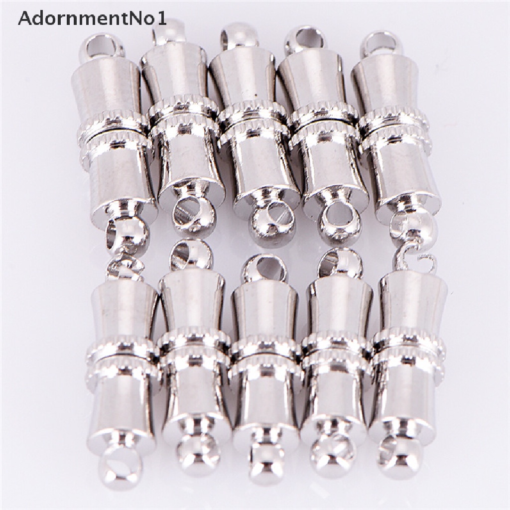 (AdornmentNo1) 10pcs / Set Kait Clasp Magnetik Lapis Silver Untuk Gelang / Kalung / Perhiasan