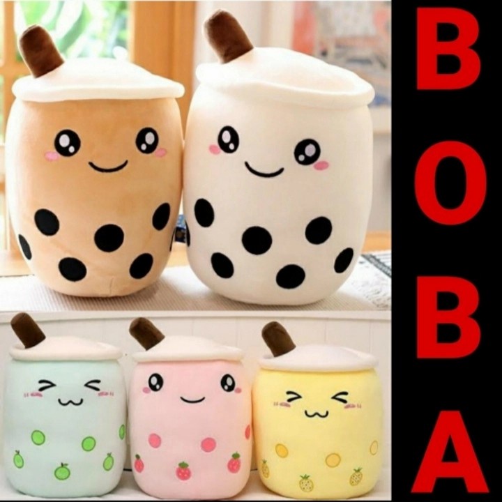 Boneka Boba Milk Tea Tinggi 20cm D10 cm/ Boba Bubble / Bantal Minuman