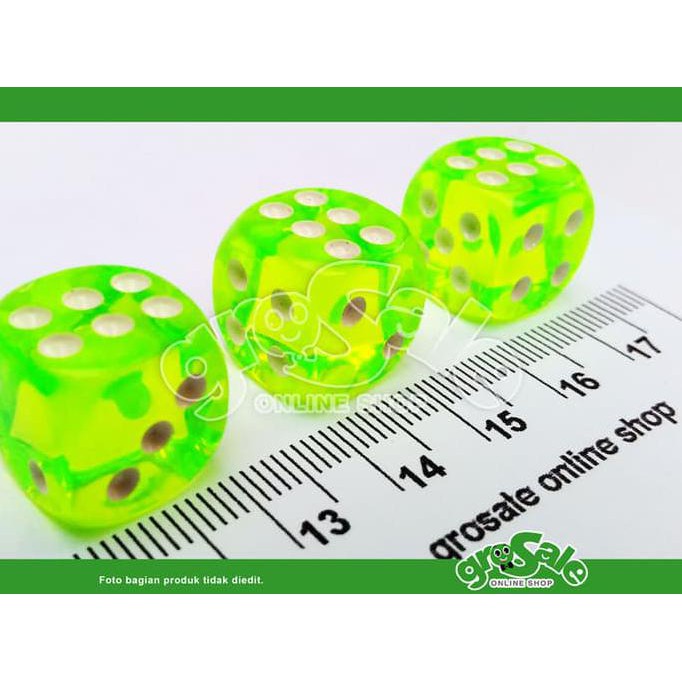 PALING MURAH  Dadu 14x14mm Transparant Green/Dadu Bening Hijau Transparan