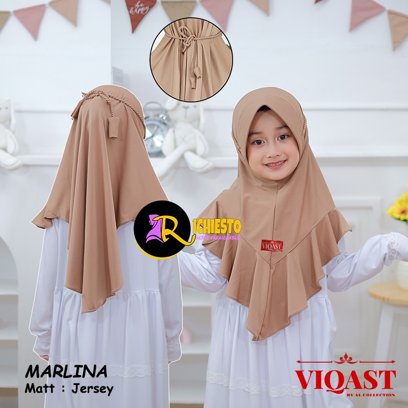 Jilbab Anak Bergo Pet Ropel MARLINA 4-8 Tahun Original Jersey Premium / Kerudung Anak Perempuan Tali Kepang/ Hijab Anak TK Tali Kepang Hijab Anak Pet Ropel (HUSNA KIDS)