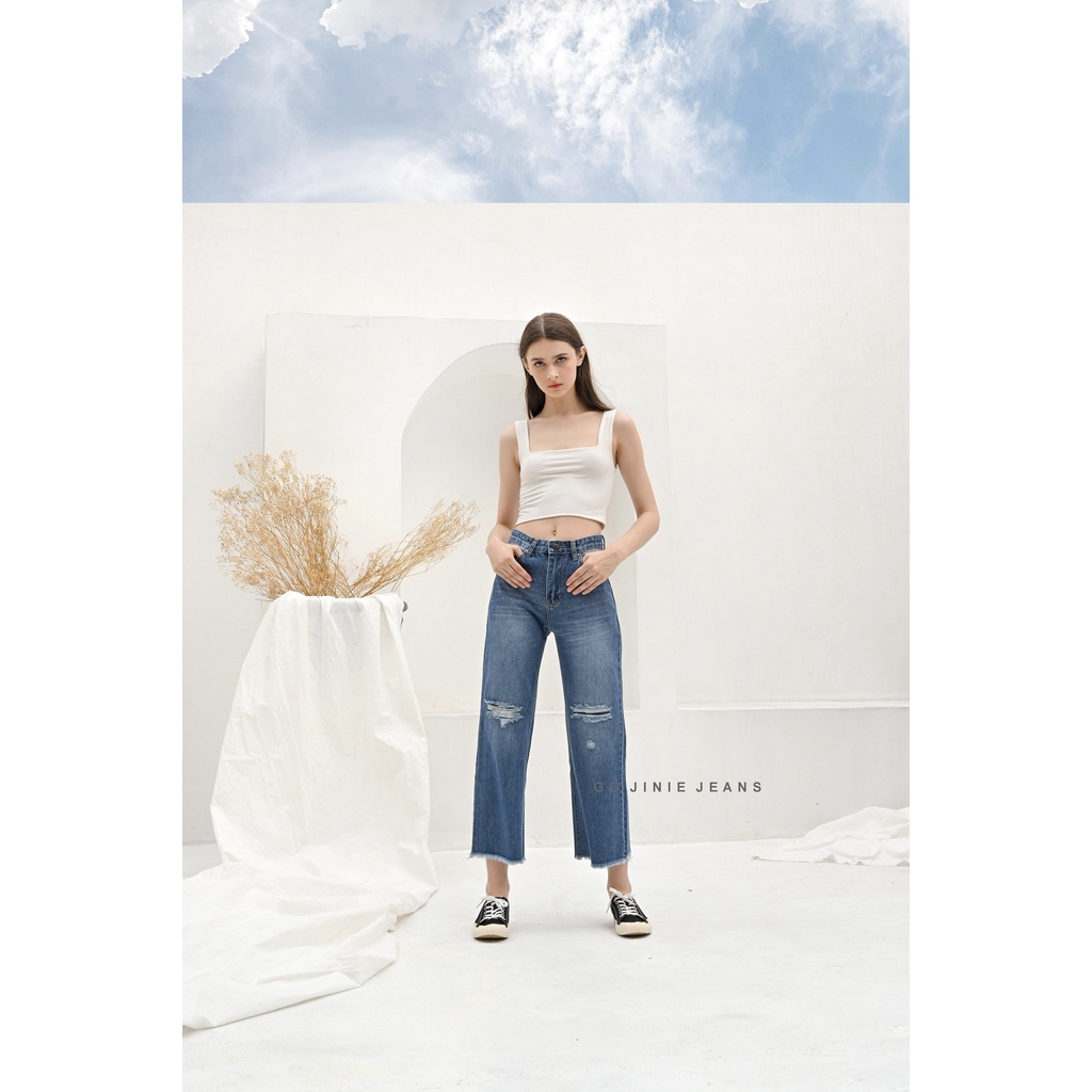 GOJINIEJEANS - Highwaist Kulot Kaki Unfinished - 4341 - SWAG BABY