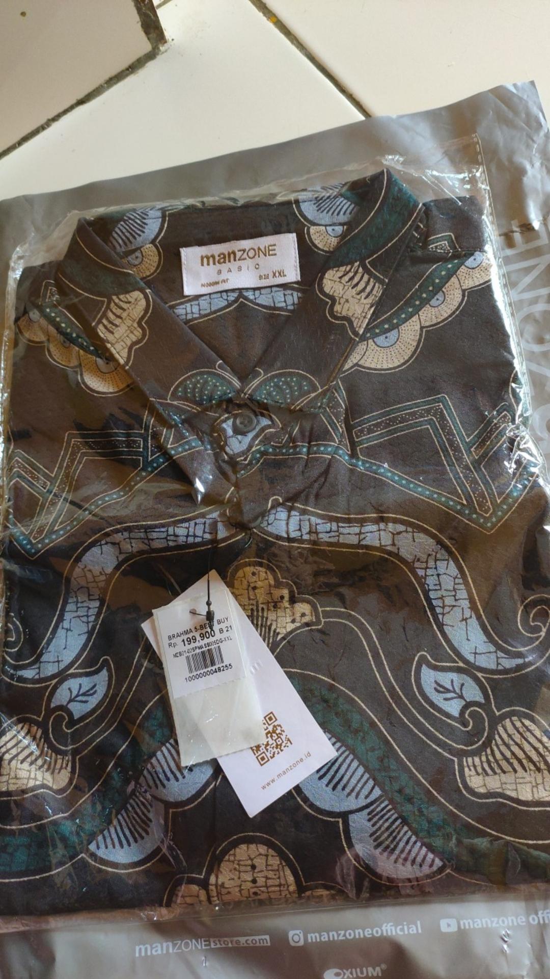 Manzone Kemeja Batik Pria Lengan Pendek Modern Fit Brahma 5-best Buy-dark Green