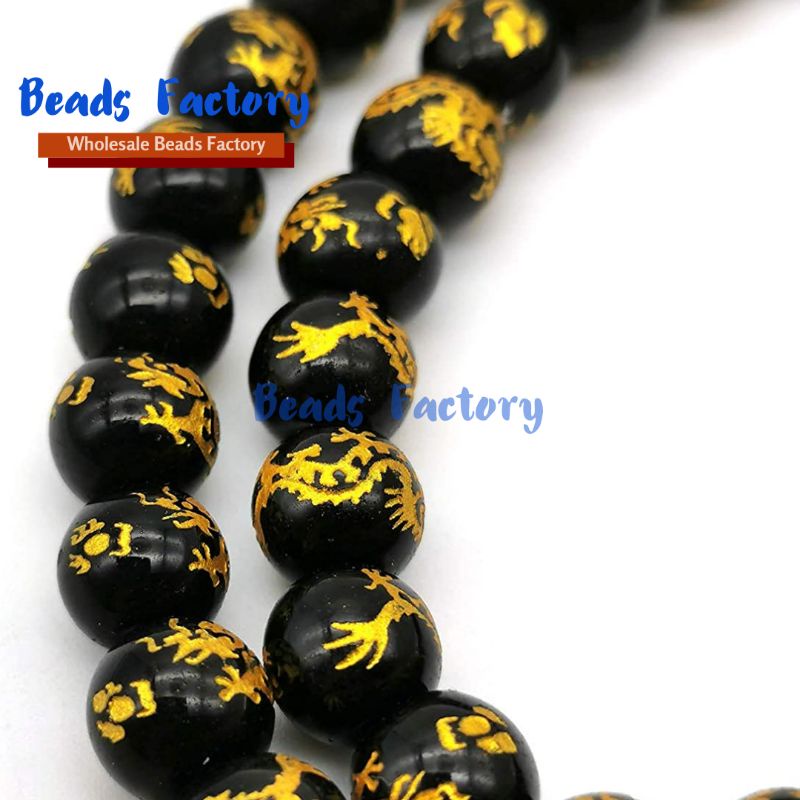 1 Strand BAHAN GELANG EMAS HONGKONG BATU TIBET MANTRA UKIR NAGA  DRAGON CARVED 8X12m