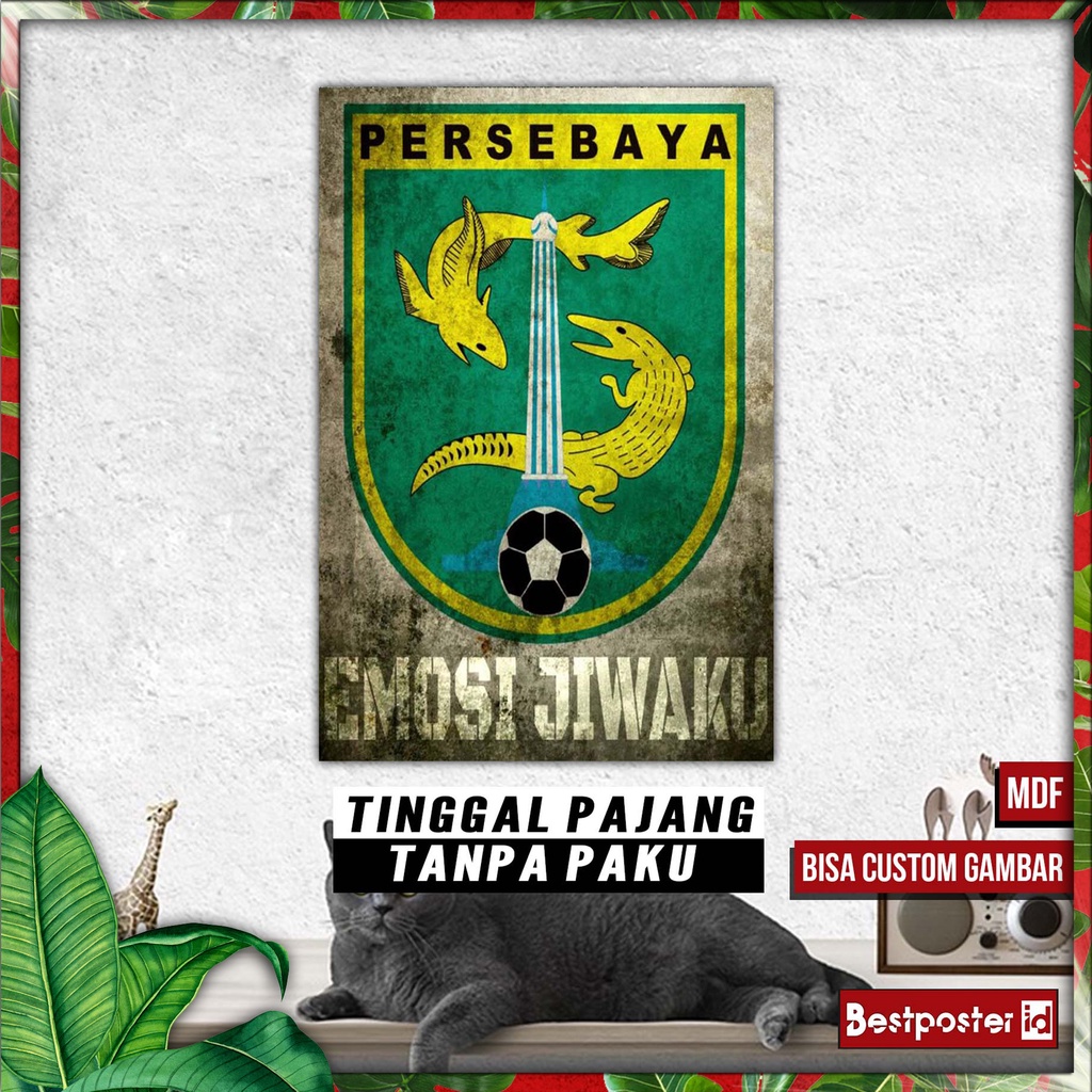 Poster Dinding PERSEBAYA BOLA Frame Kayu MDF020384